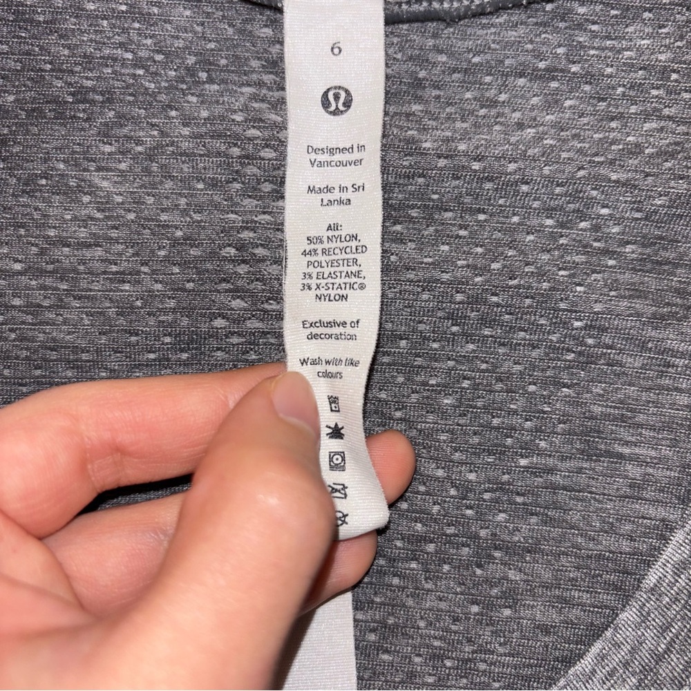 Lululemon Gray Swiftly Tech Long Sleeve Women’s Size 6 Shirt 2.0 Hip Length - Picture 7 of 7